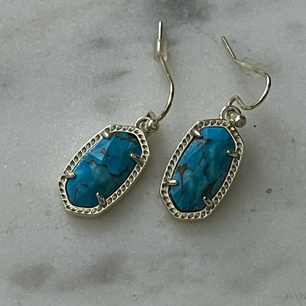 Kendra Scott Lee Gold Earrings Turquoise Magnesite